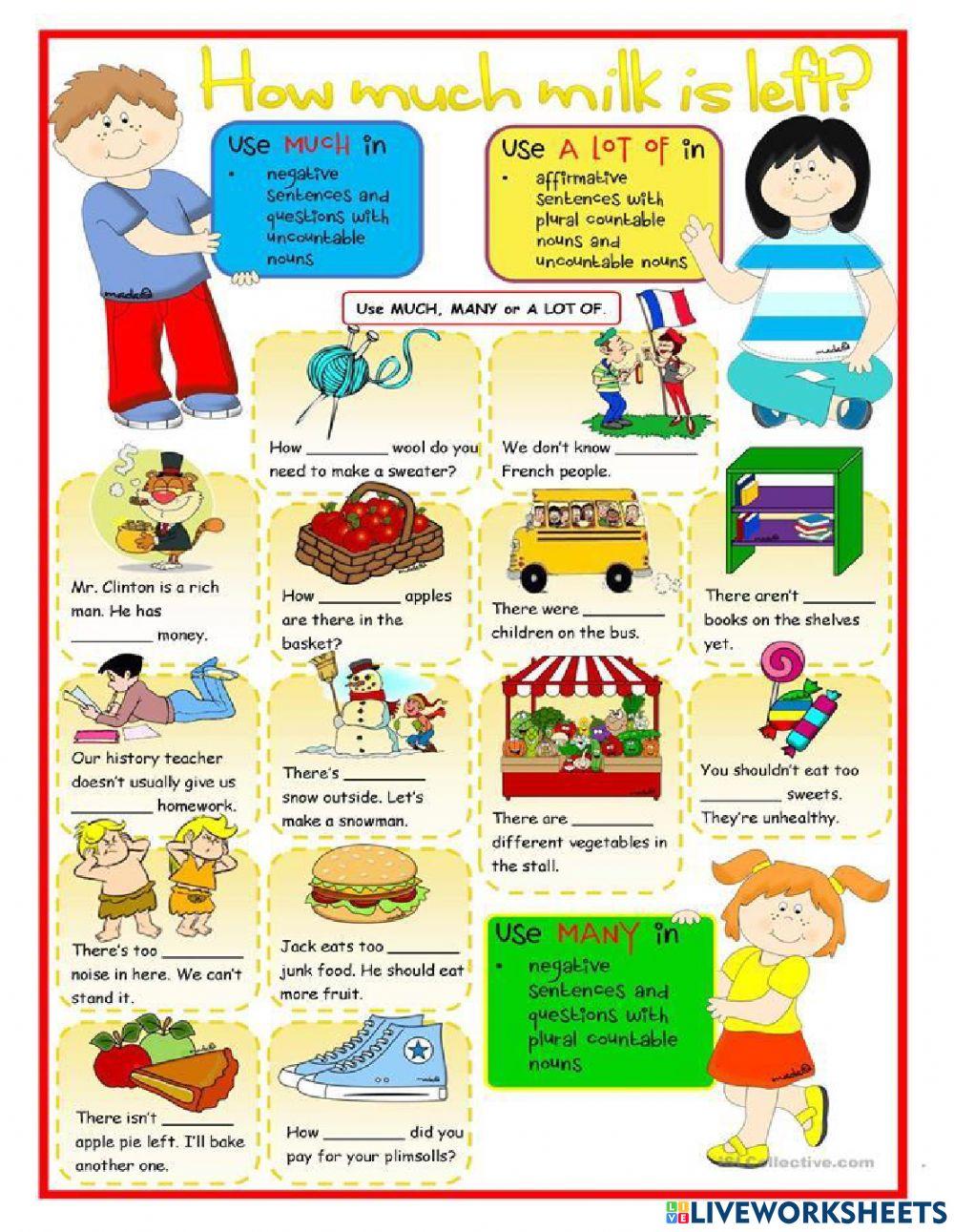 Much - Many Exercise online exercise for | Live Worksheets