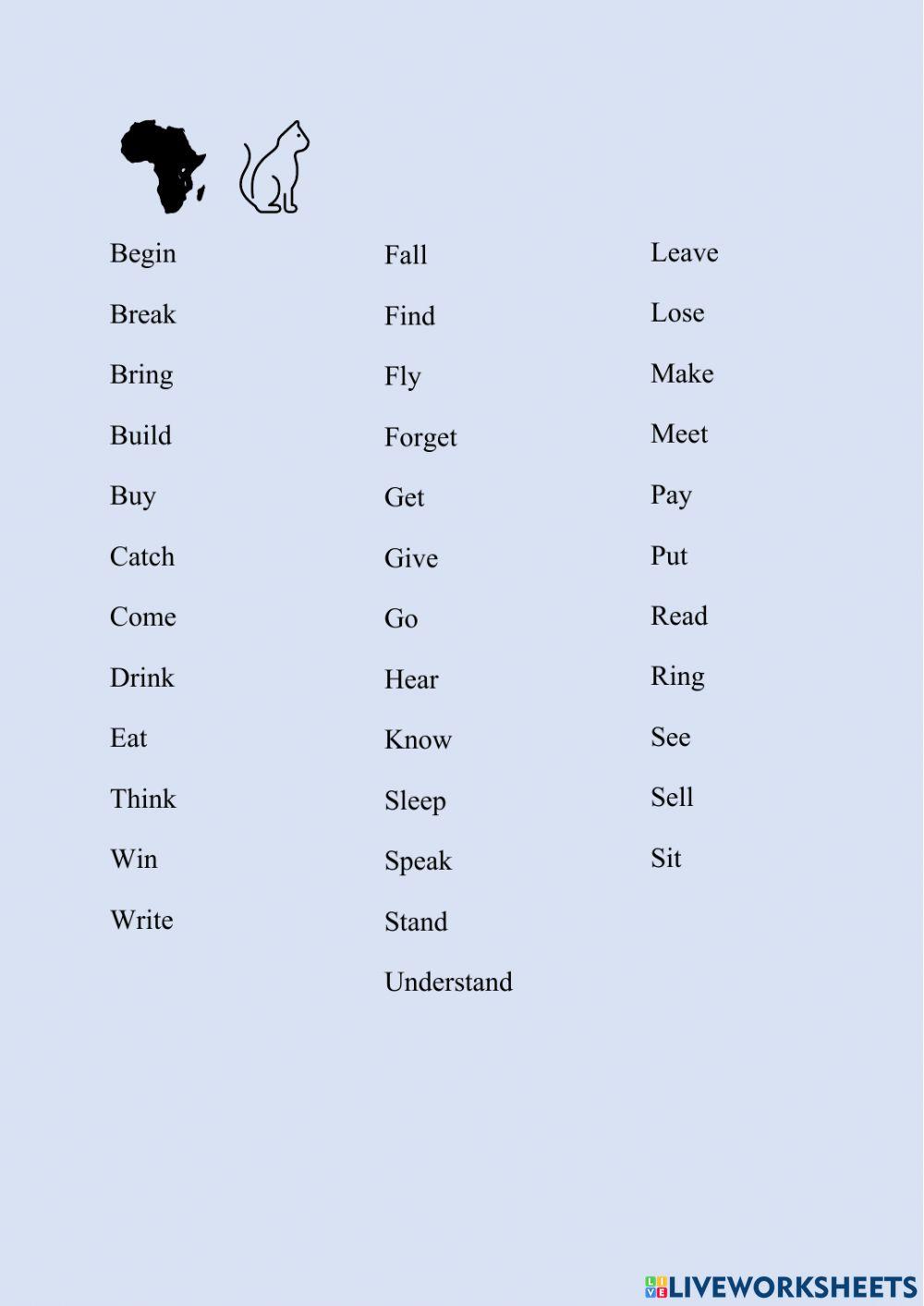 Irregular verbs test