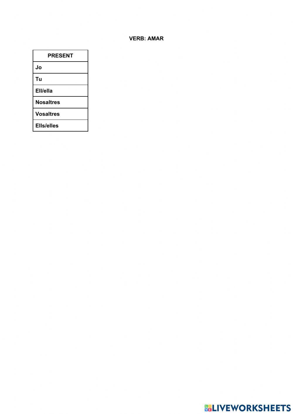 Verbs 1ª conjugació valencià