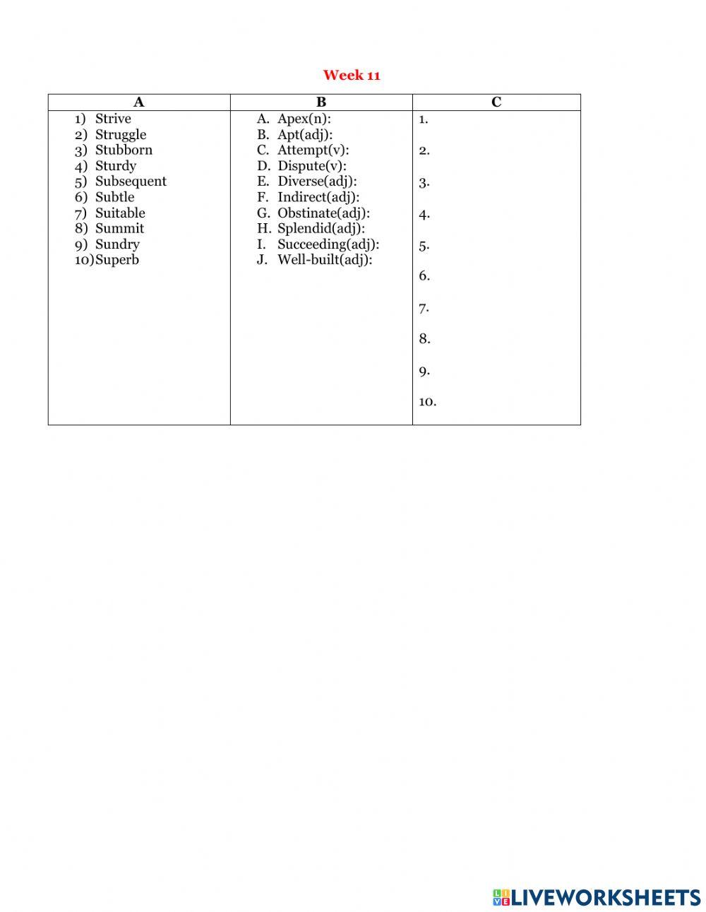 Ifl synonyms level 1(week 9-12)