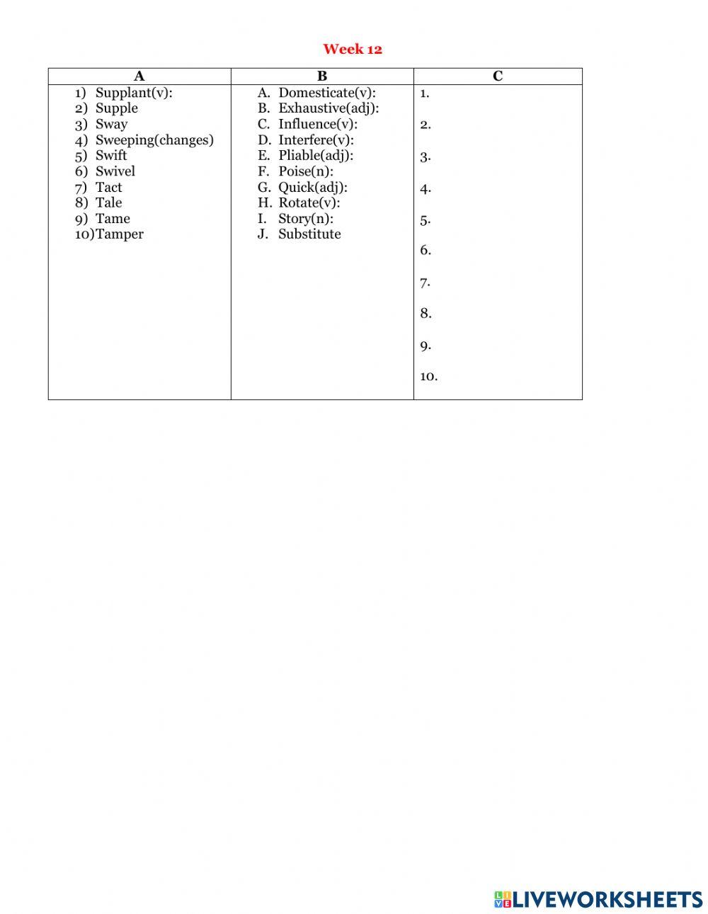 Ifl synonyms level 1(week 9-12)