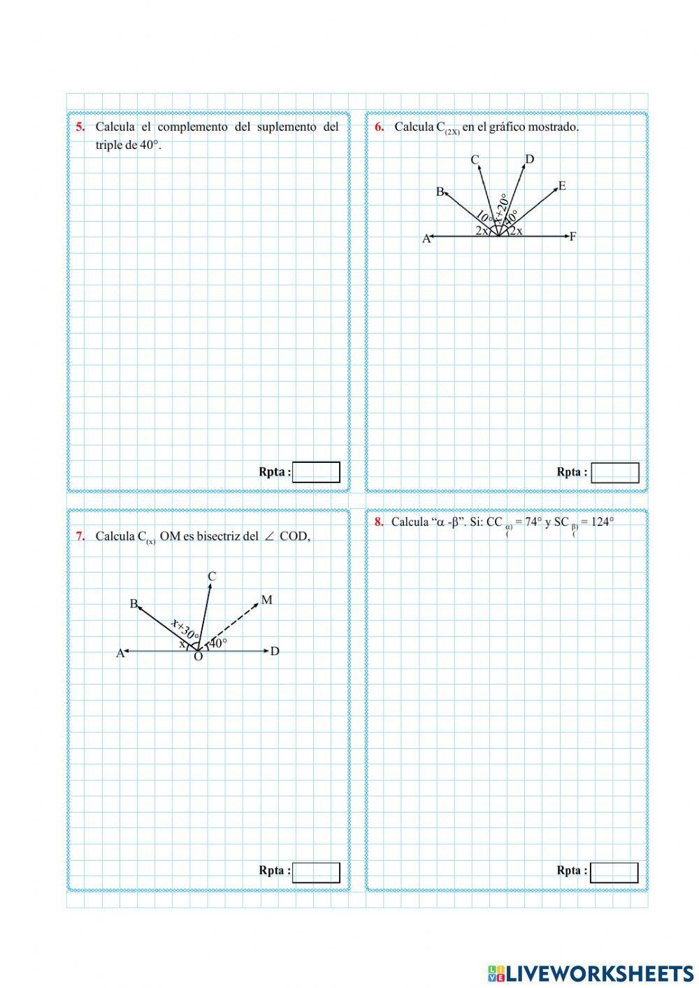 Ángulos complementarios y suplementarios