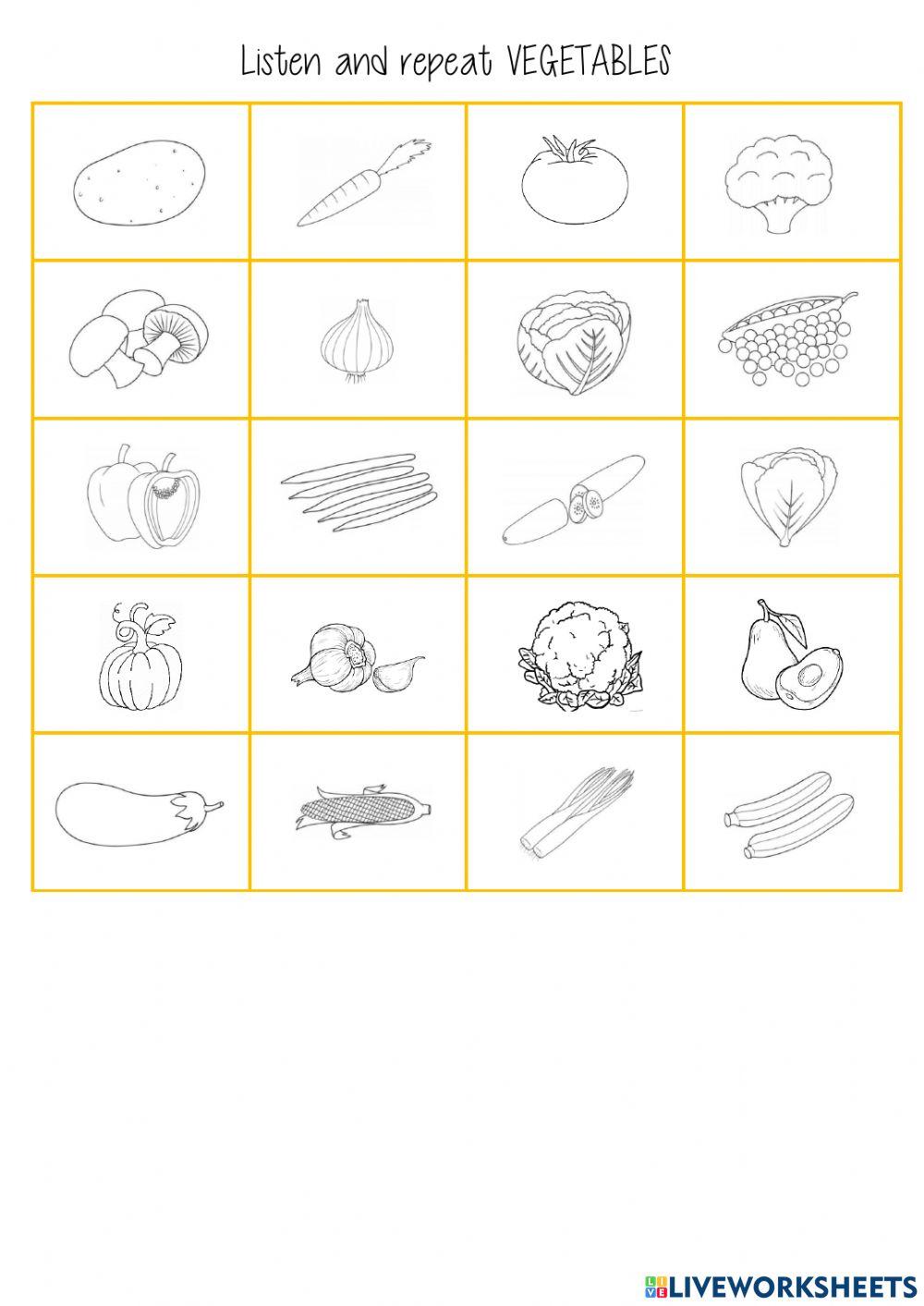 unit 4 listen and choose vegetables