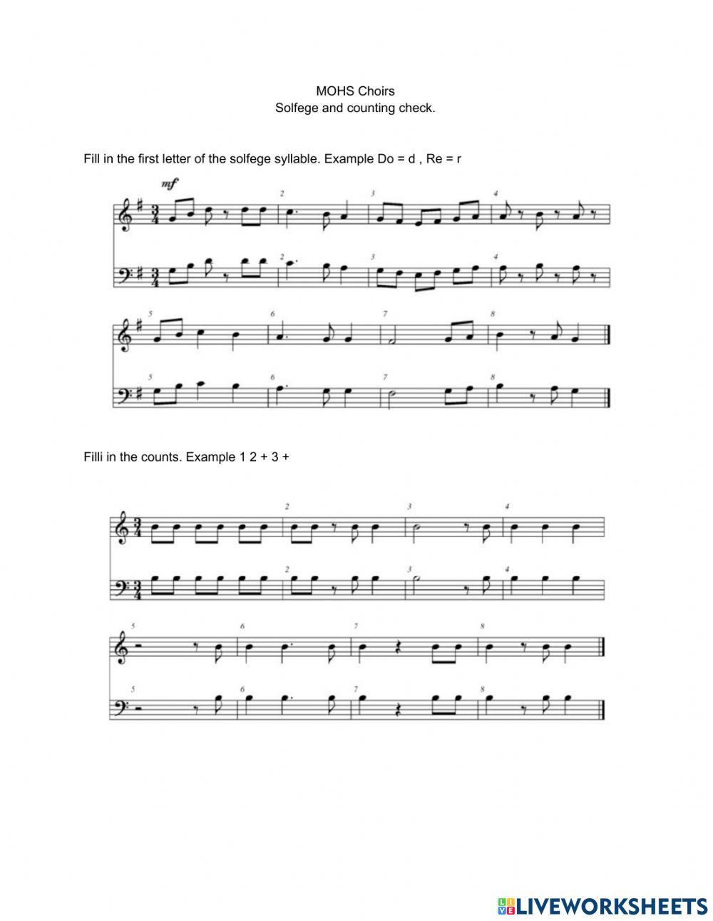 Solfege and counting check