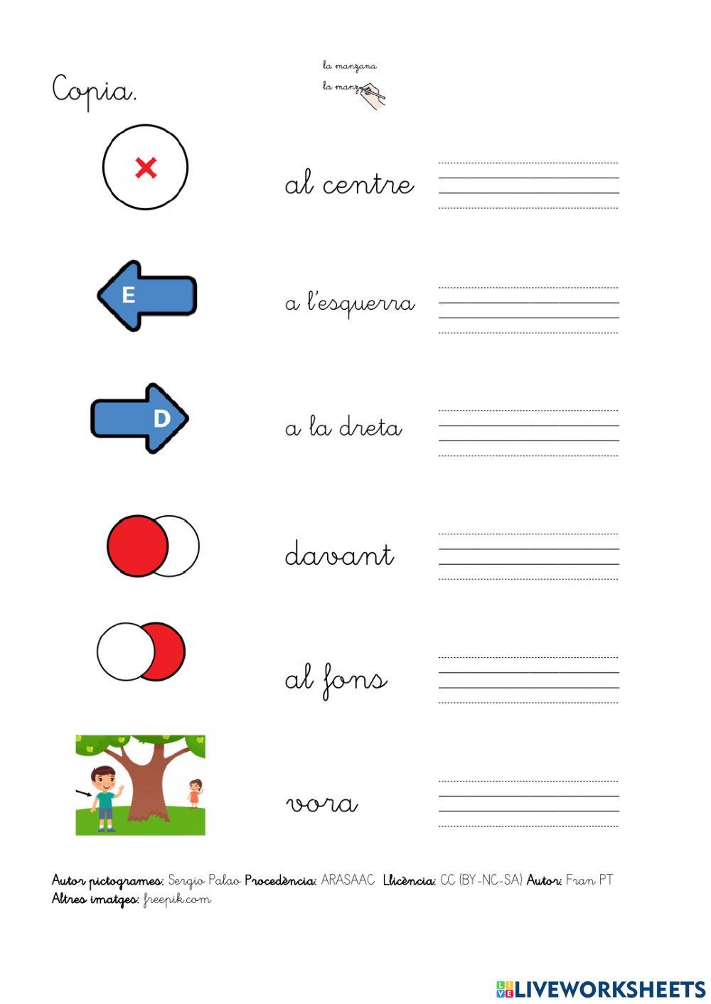 Vocabulari per a la descripció de llocs.