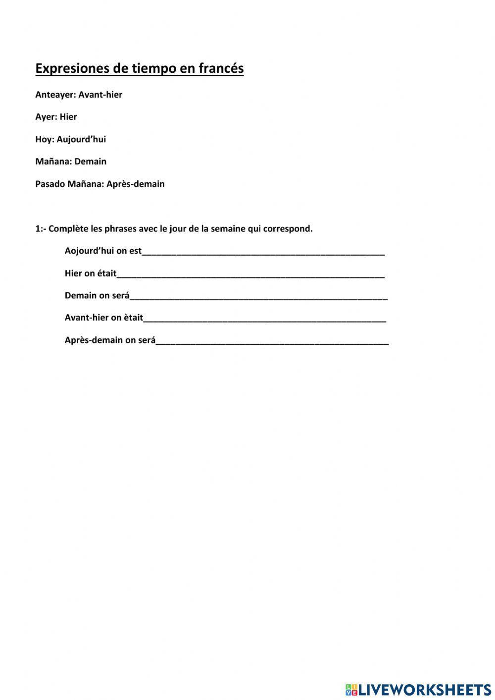 Les jours de la semaine