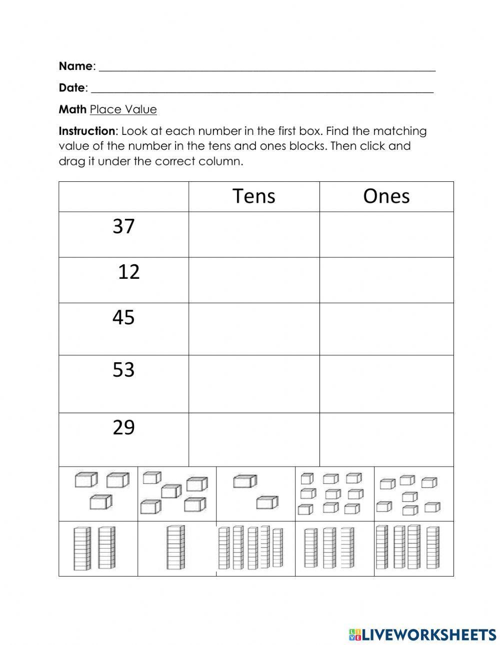 Tens and Ones Worksheet