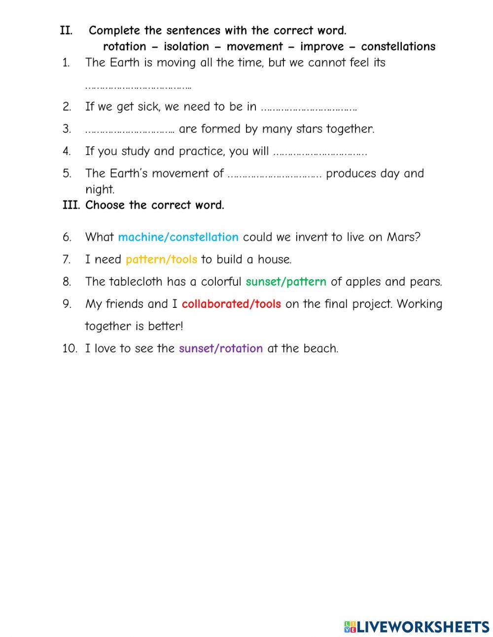 Vocabulary Quiz Vocabulary Quiz