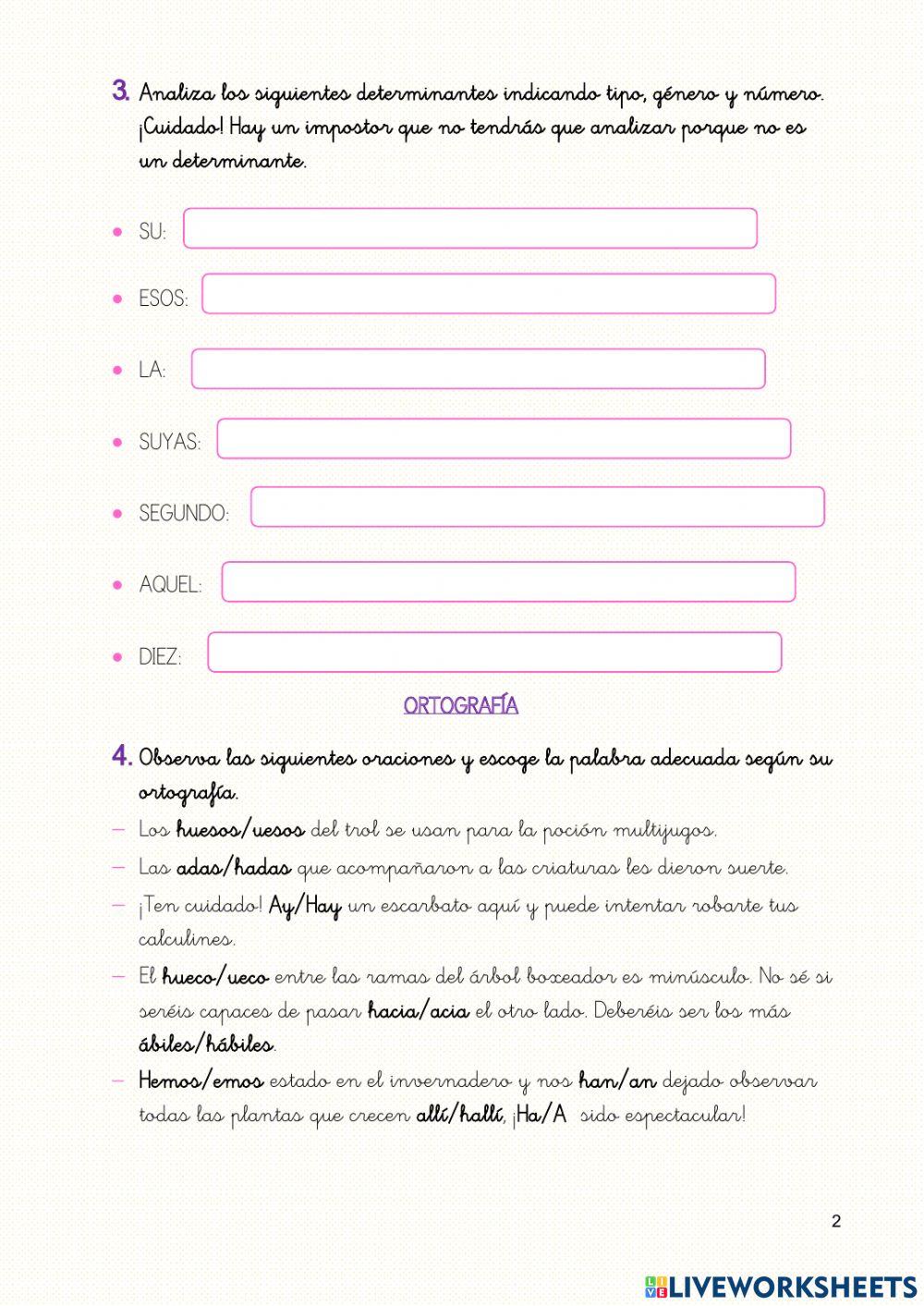 Ficha determinantes y h