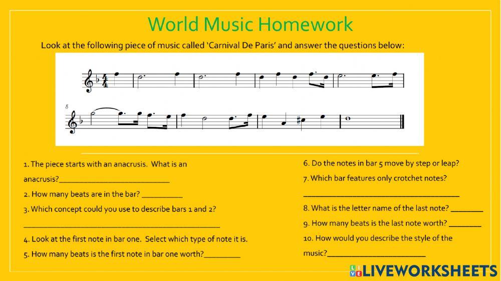 World Music Homework