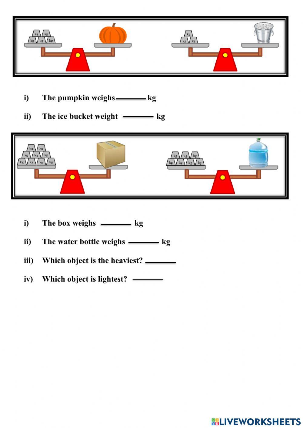 live worksheet of measurement 