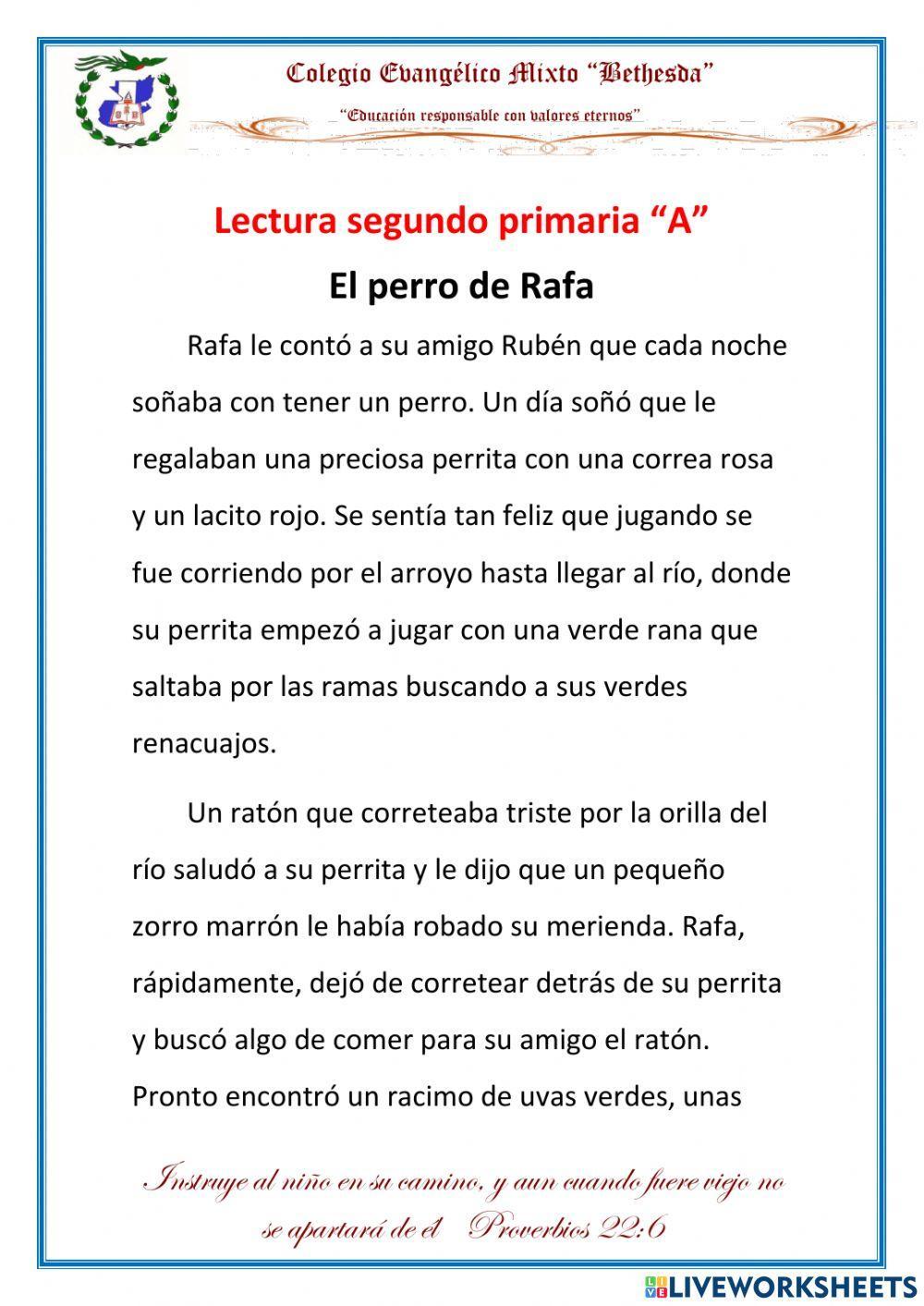 Lectura online exercise for segundo primaria | Live Worksheets