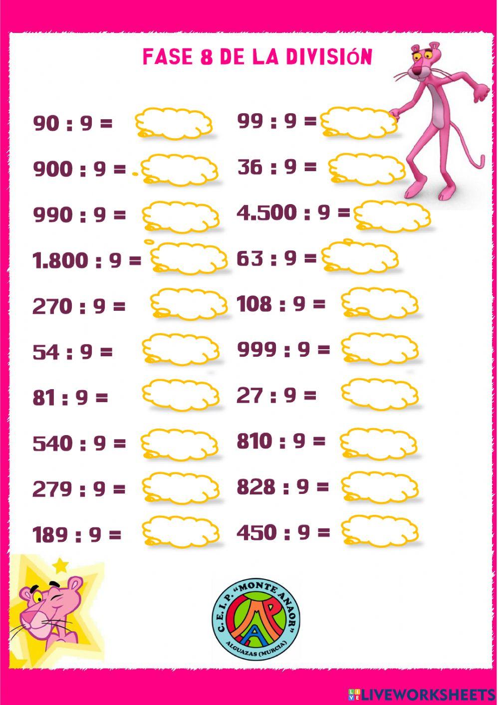 Fase 8 de la división