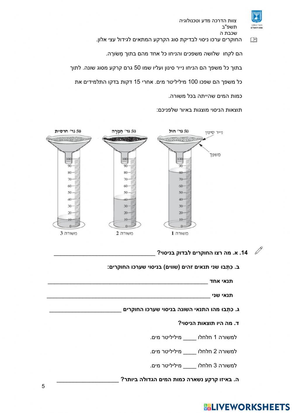 משימת הערכה מחוזית לכיתה ה '- זיכום מחצית - אלוני הנדיב