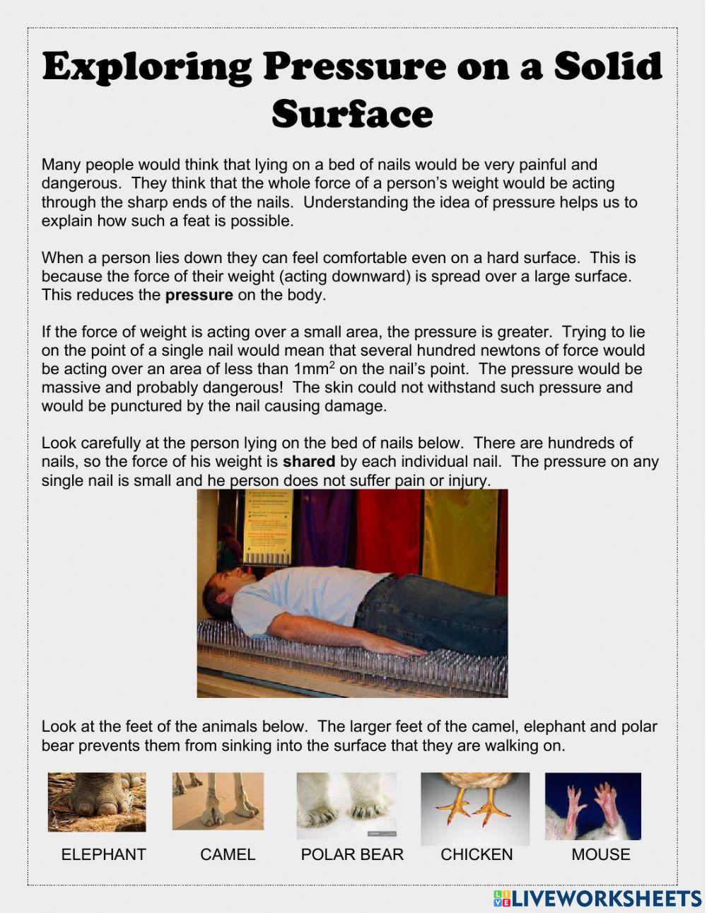 Pressure on Solid Surfaces