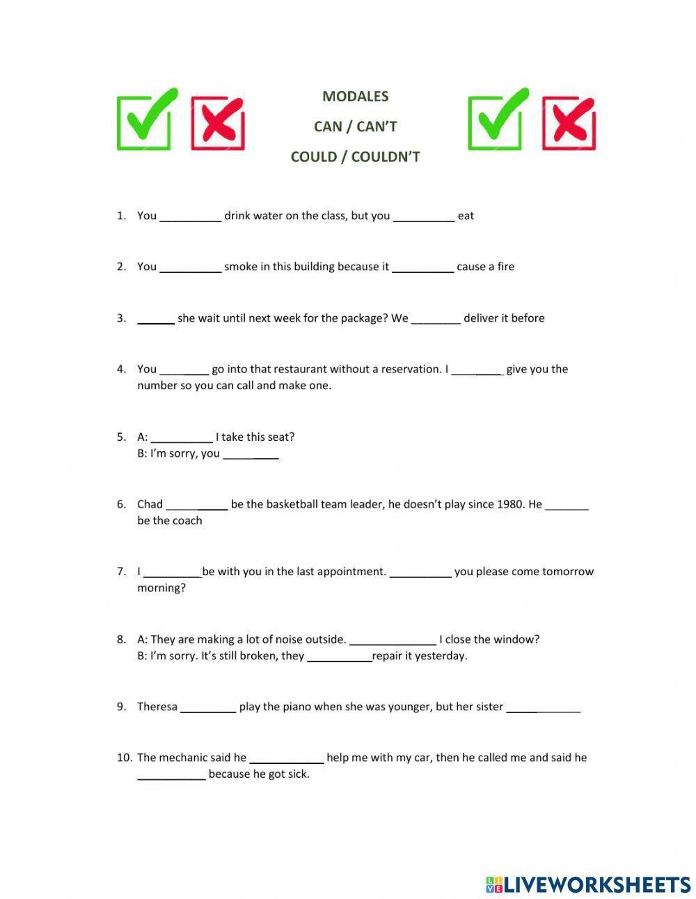 Can Can't Could Couldn't