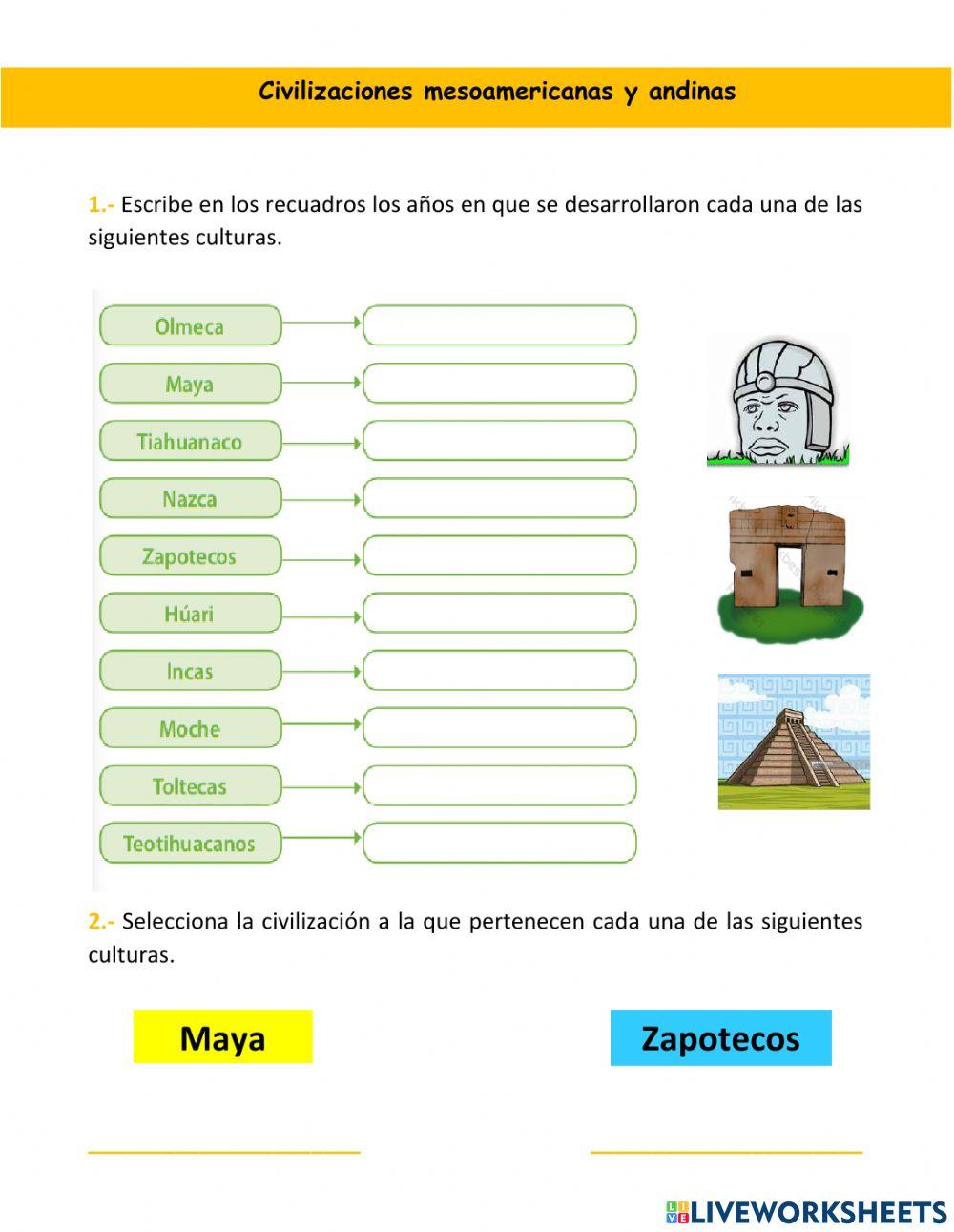Civilizaciones mesoamericanas y andinas