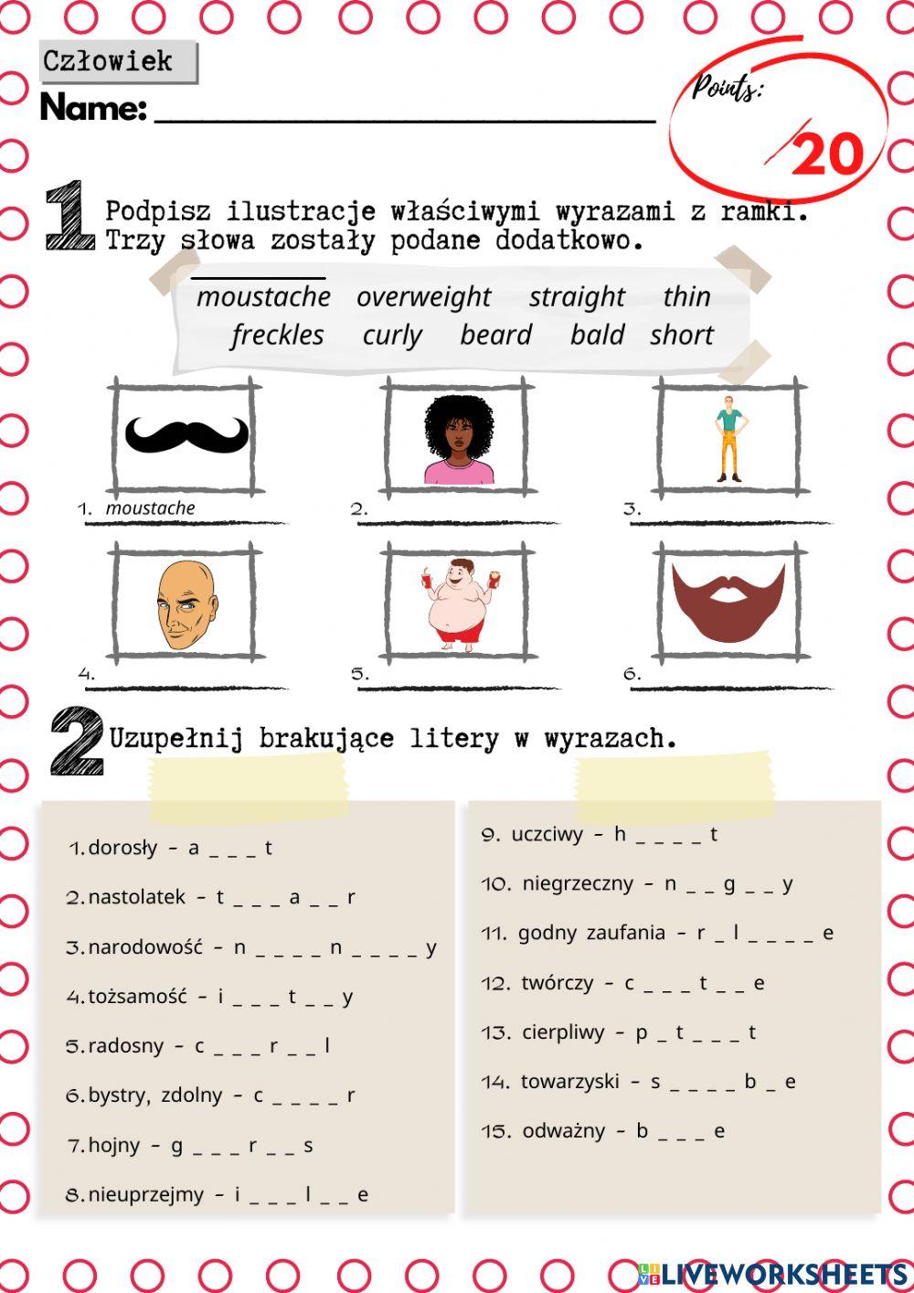 Człowiek - słówka cz. 1
