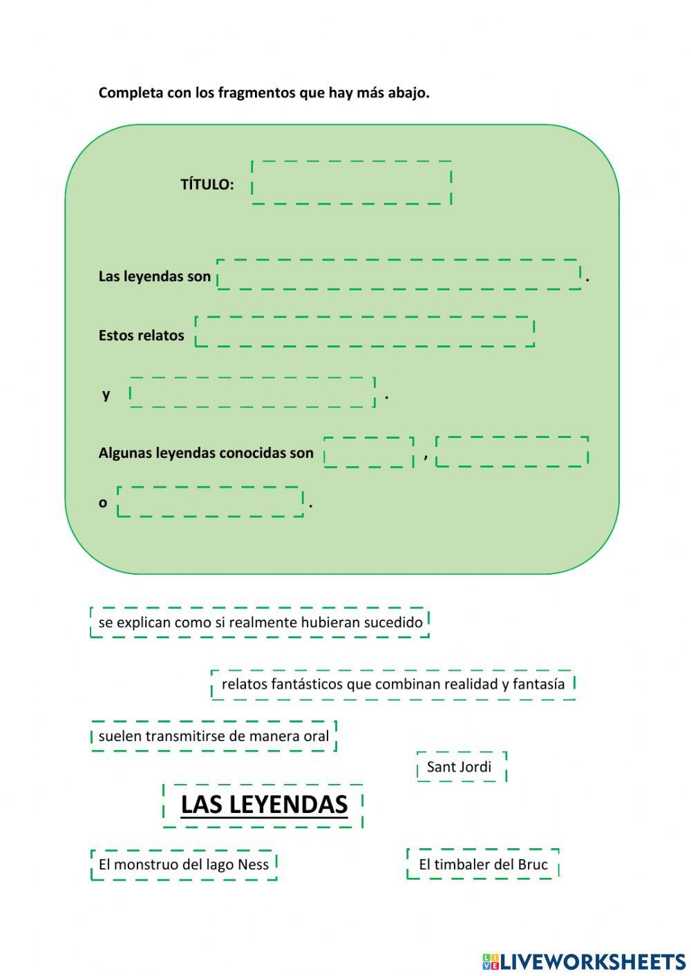 Leyendas Lengua Castellana Exercise Live Worksheets Leyendas Lengua Castellana Exercise Live Worksheets