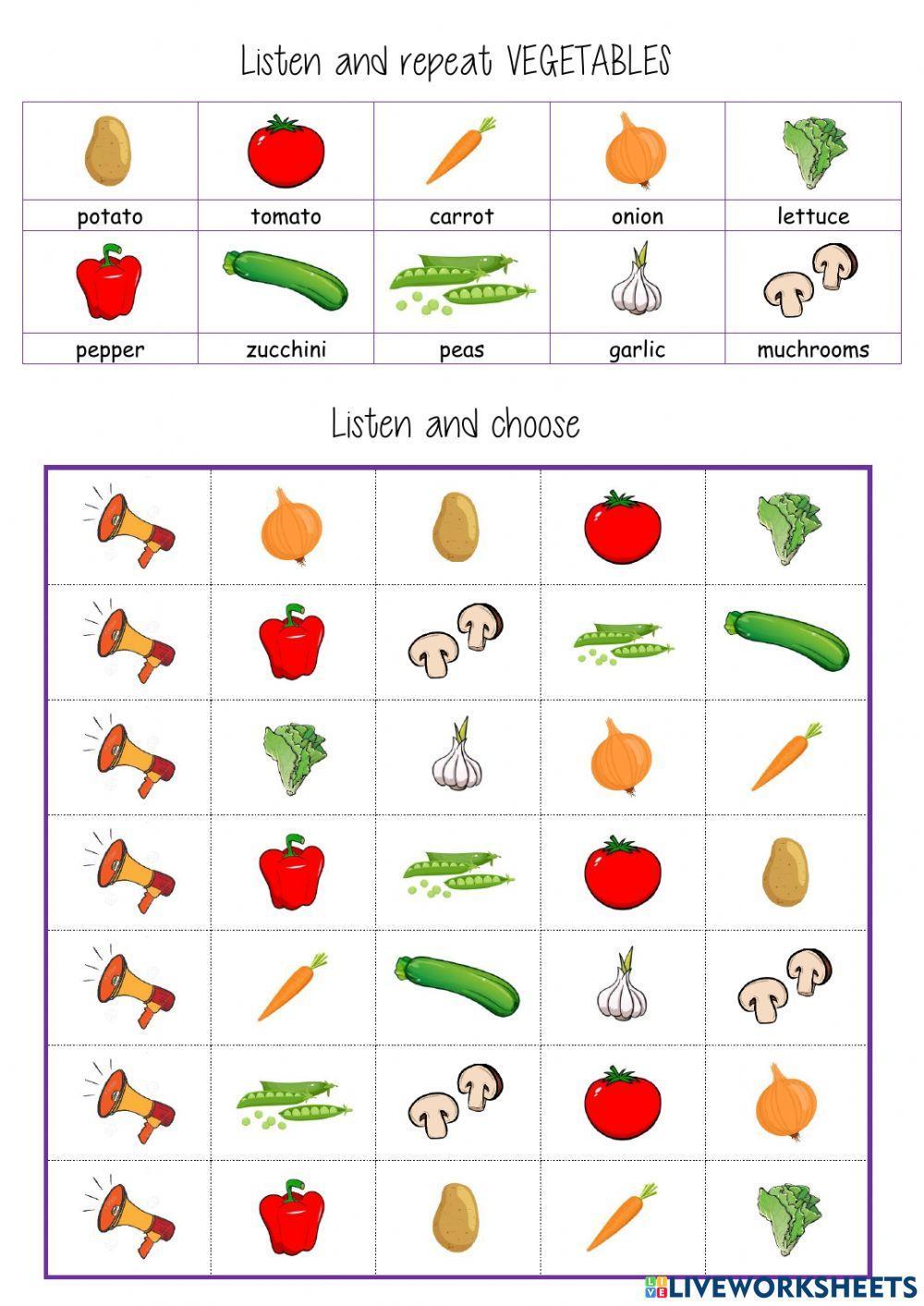 listen and choose vegetable