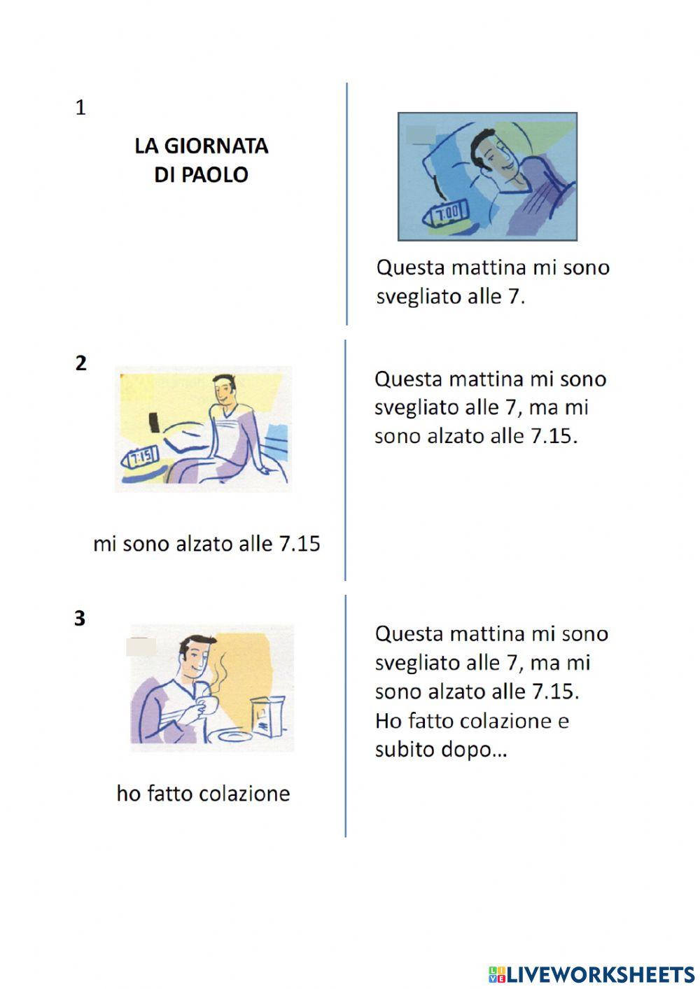 Azioni quitidiane - passato prossimo