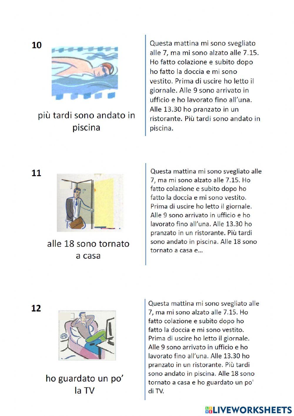 Azioni quitidiane - passato prossimo