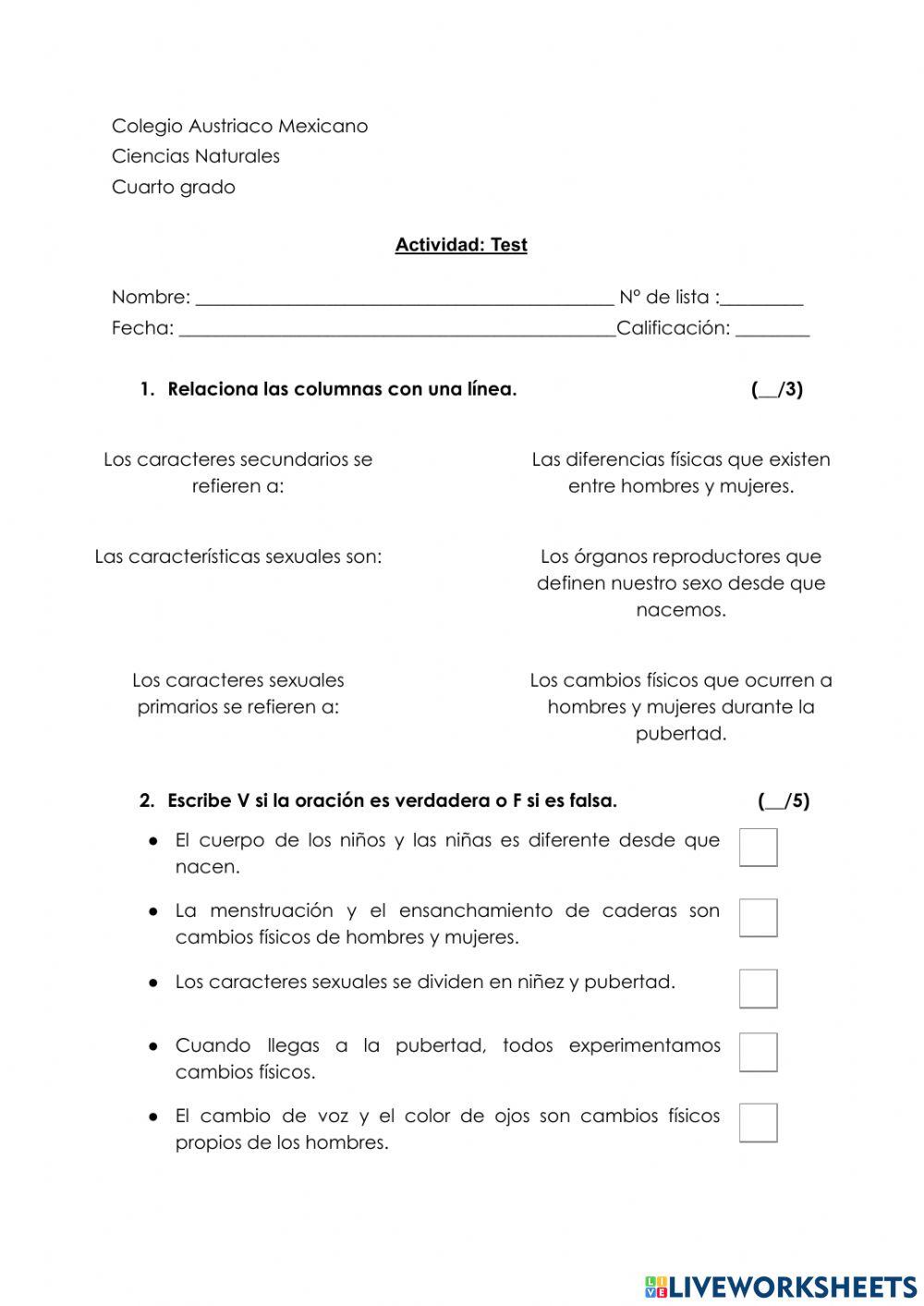 Test 2 Ciencias Naturales