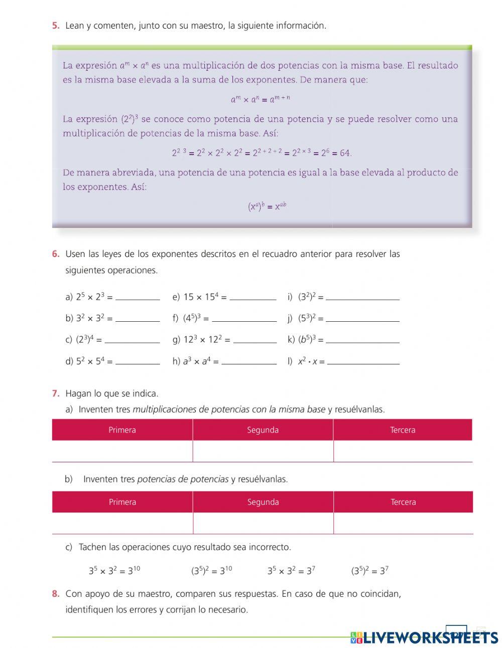 Secuencia 15 Sesión 2 Potencias con exponente entero