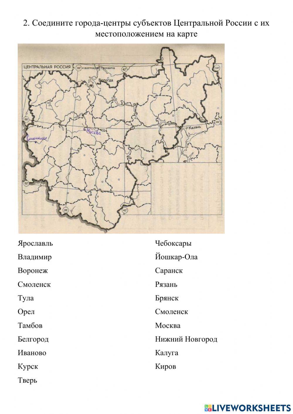 Центральная Россия. Географическое положение