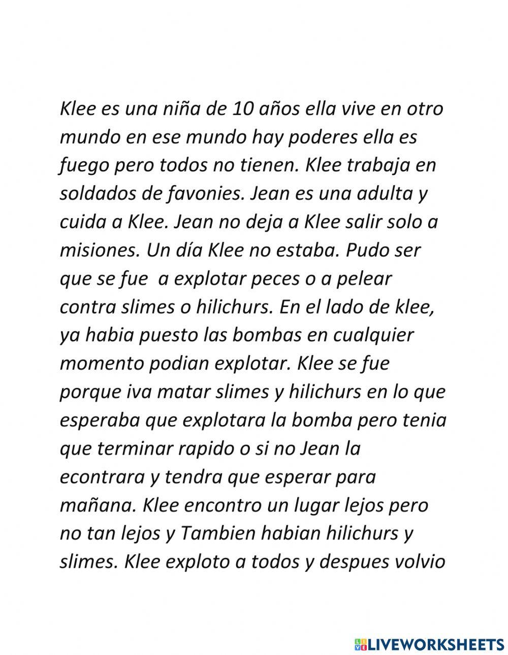 La aventura de Klee (compresion de lectura)