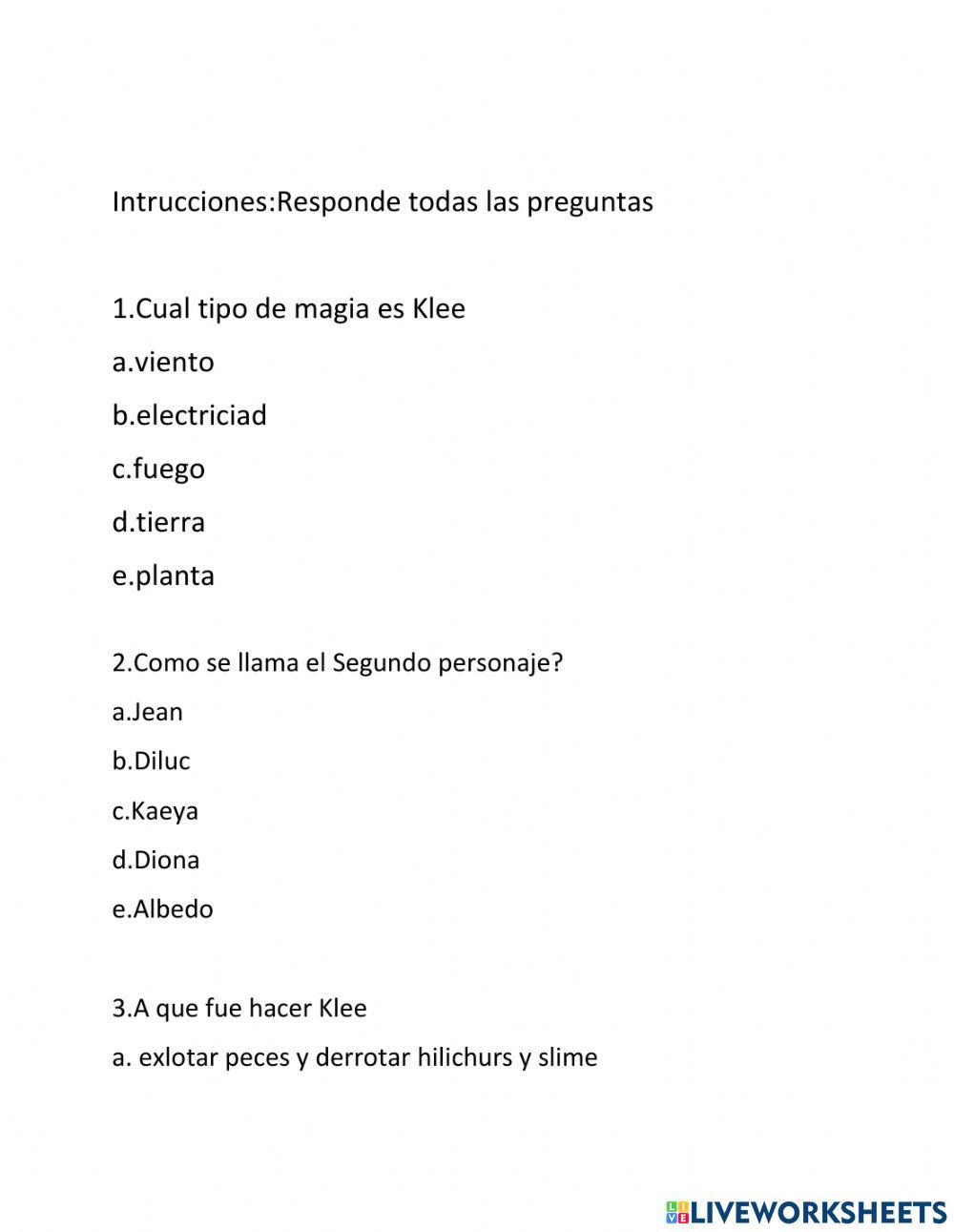La aventura de Klee (compresion de lectura)