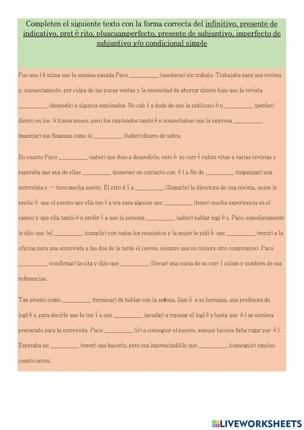 Conjugaciones de verbos en español