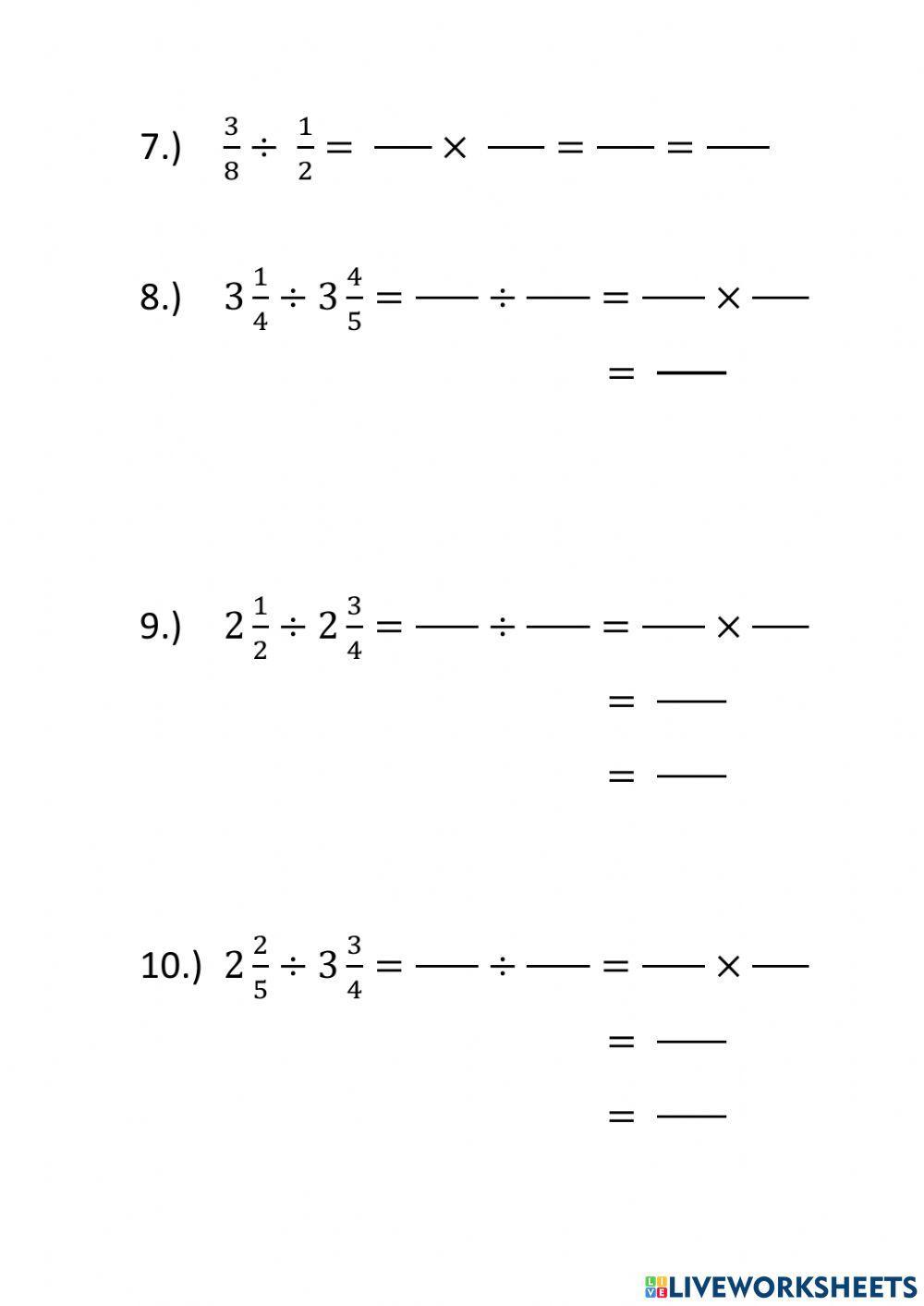 Operations on Fractions