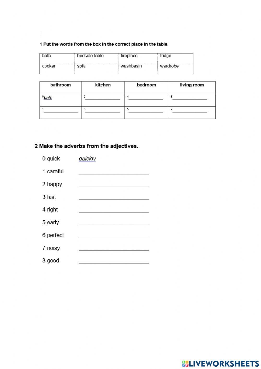 English Class A2+ short test unit 5