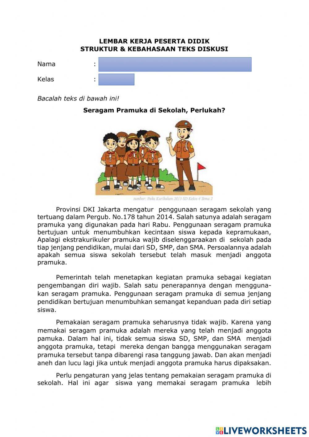 LKPD Struktur & Kebahasaan Teks Diskusi Kelas 9