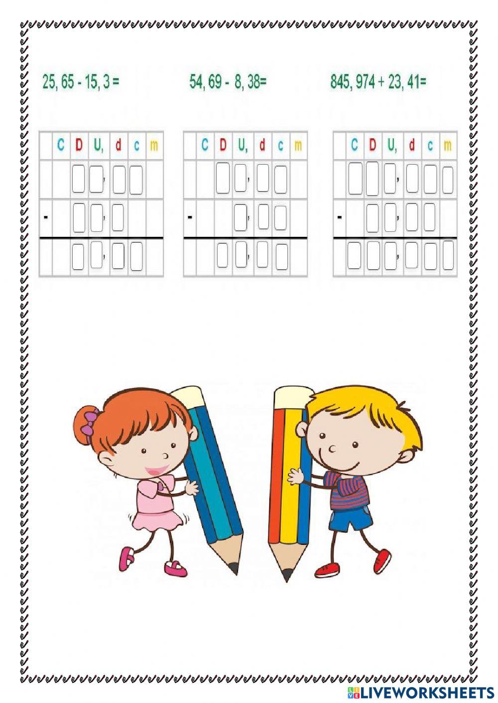 Suma y resta decimales