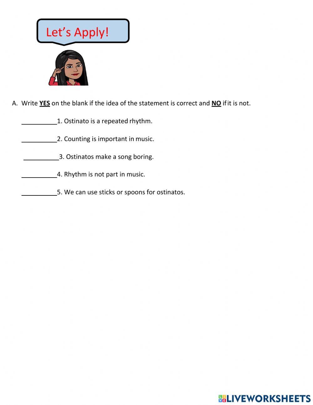 Music online exercise for 2 Live Worksheets