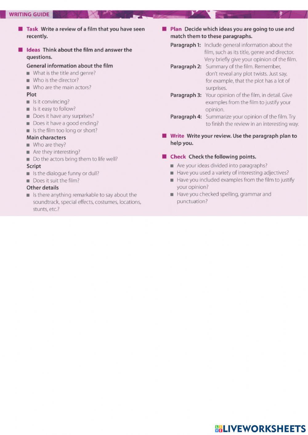 Writing a movie review