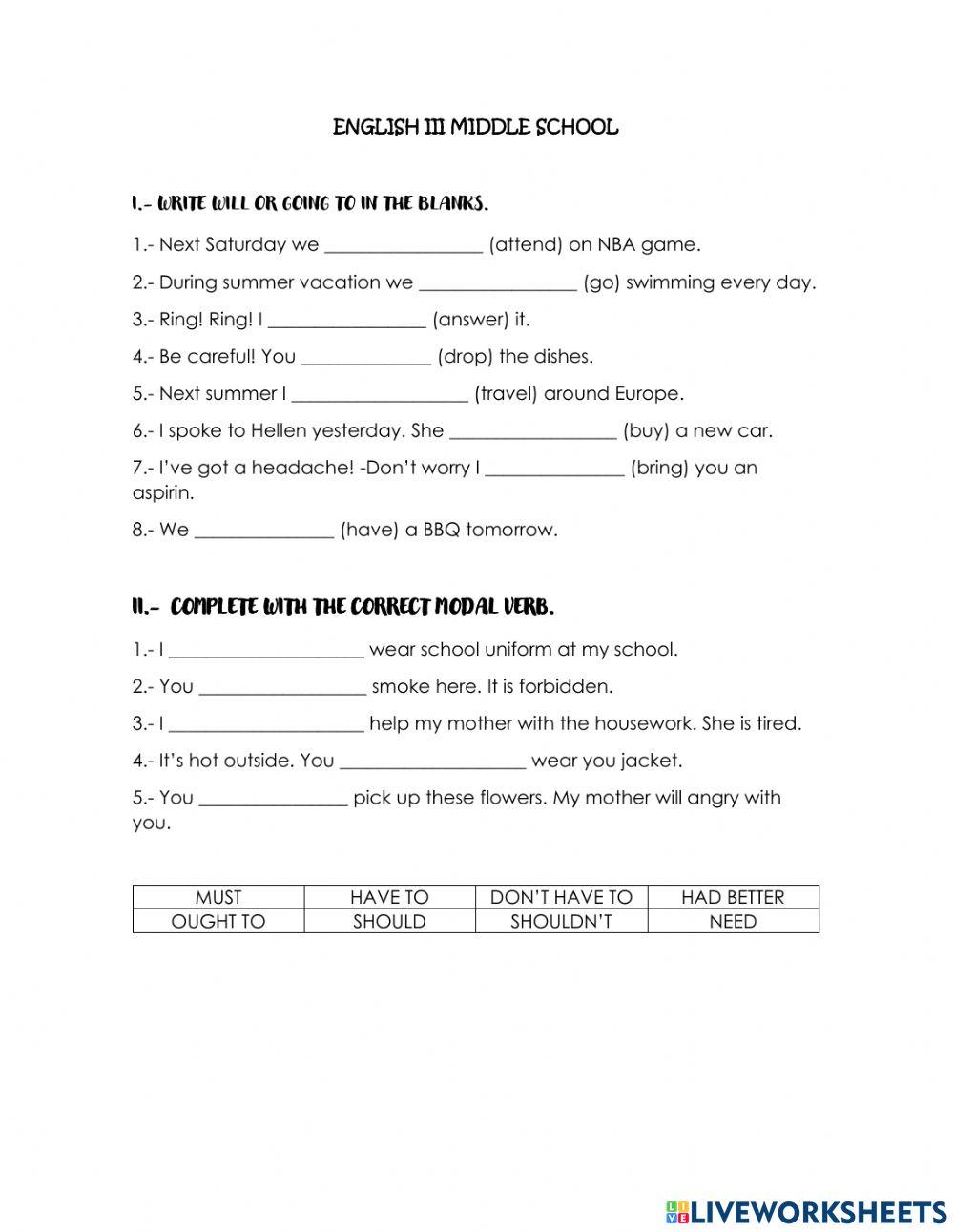 Future will and going to