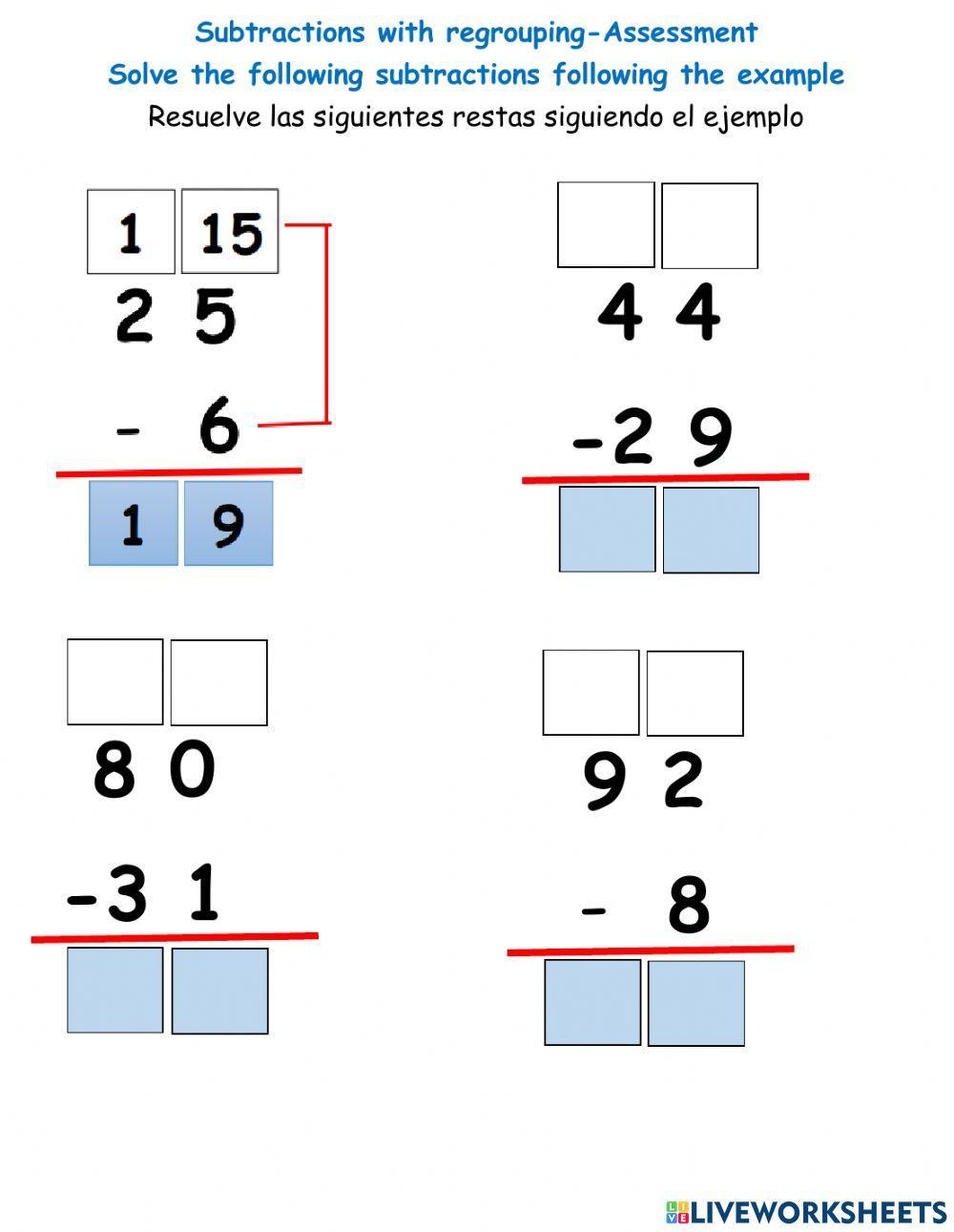 Subtractions with regrouping