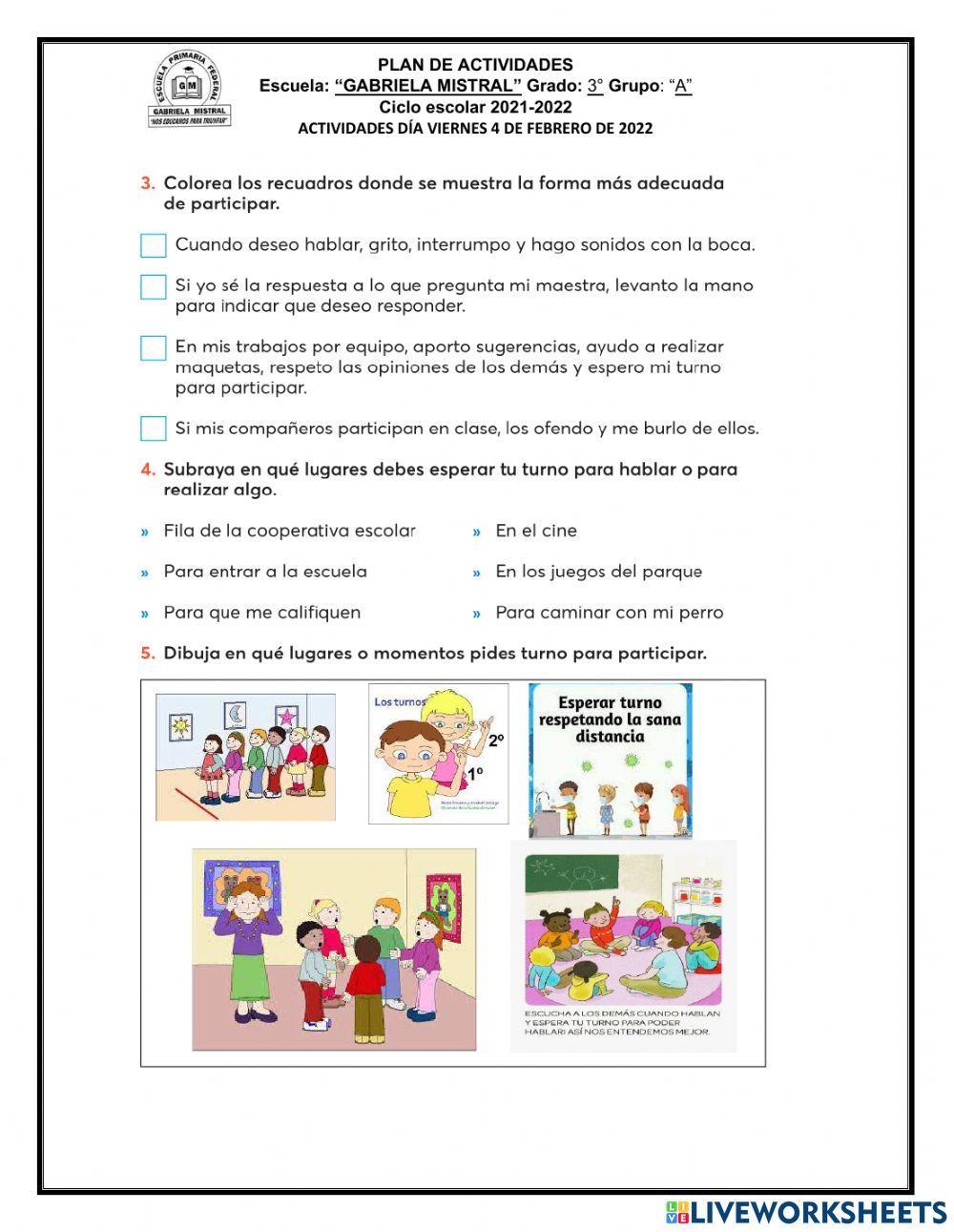 Respeto los turnos y participo