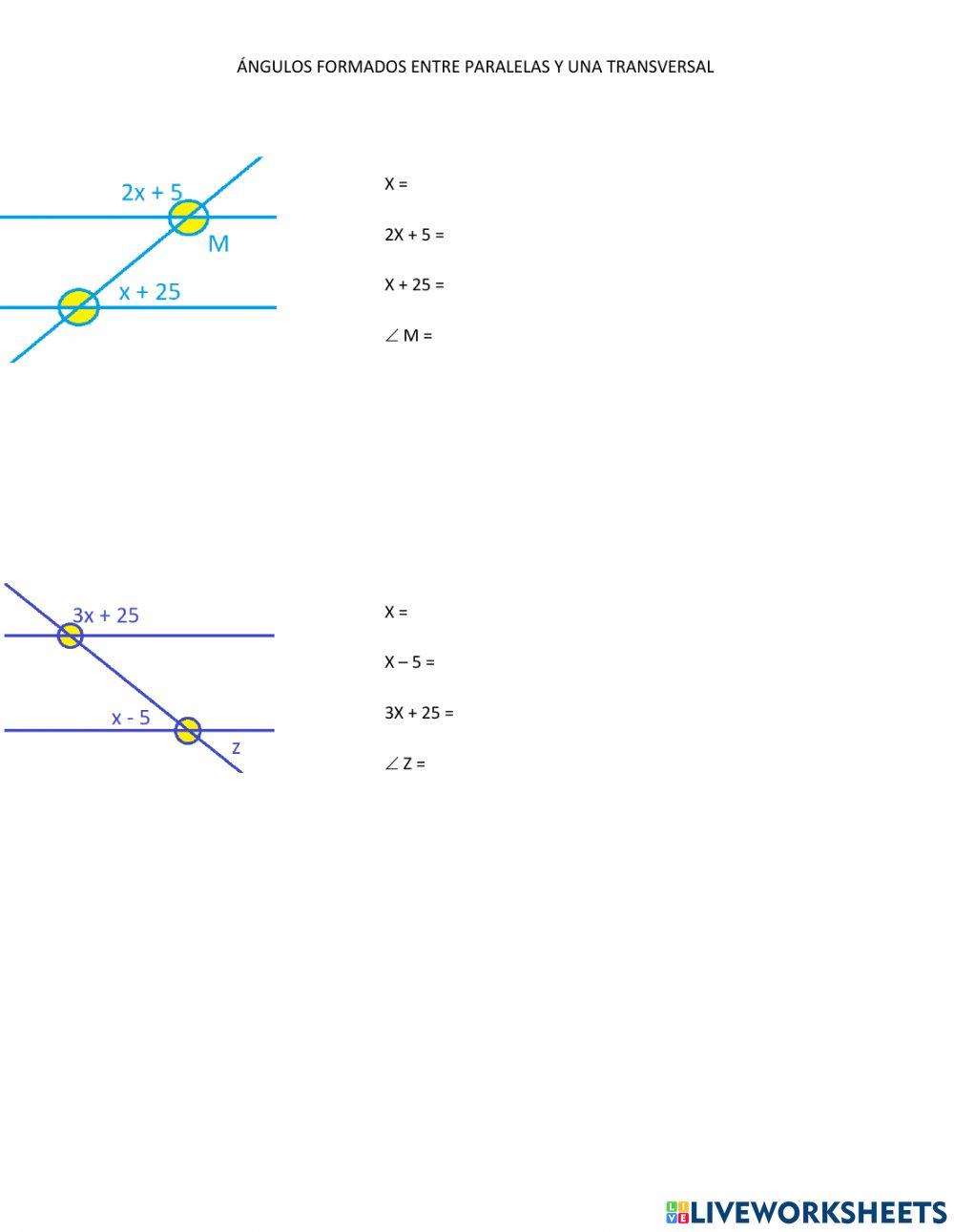Angulos entre paralelas y una transversal