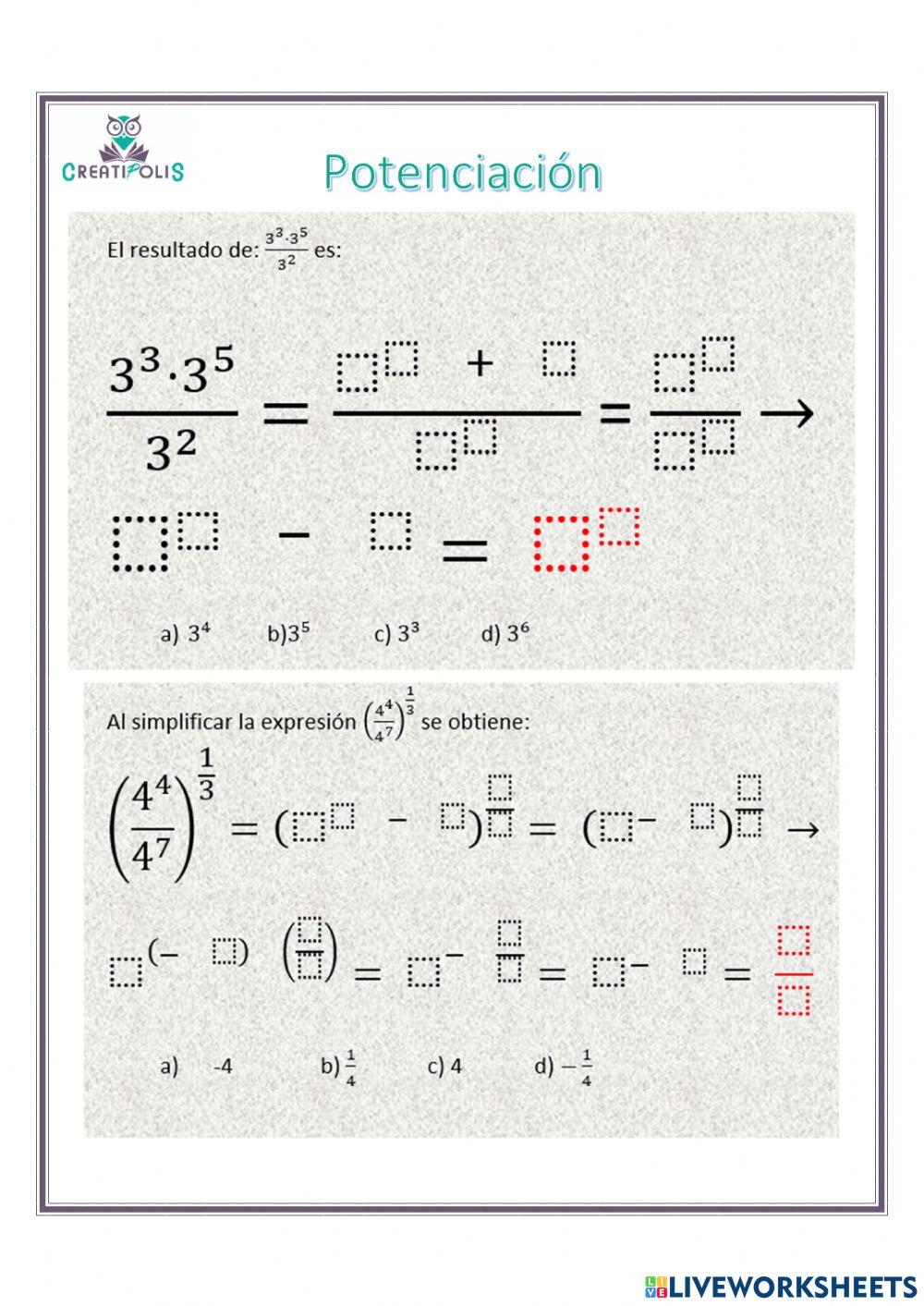 Potenciacion Ej01 Aritmetica