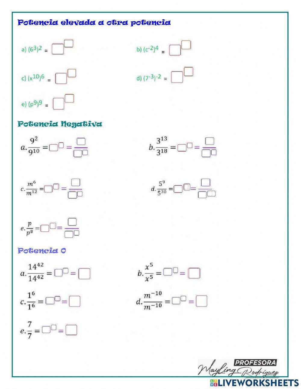 Leyes de Exponentes Leyes de Exponentes