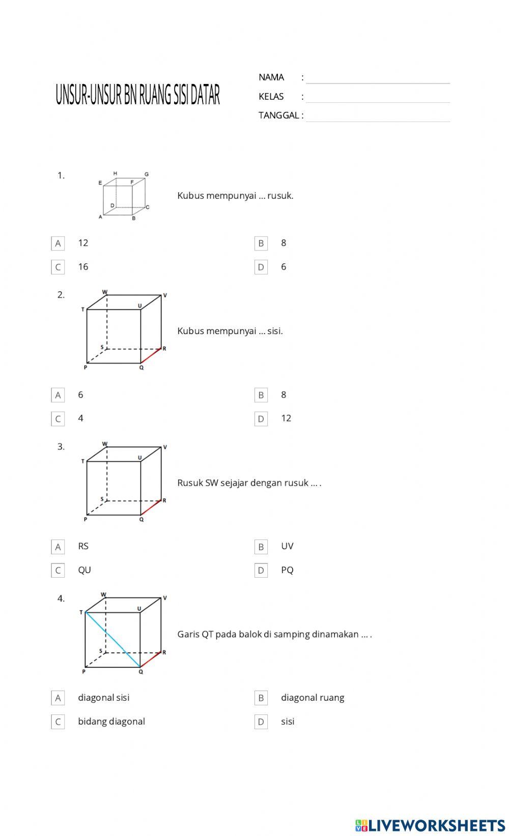 Unsur - unsur bangun ruang sisi datar