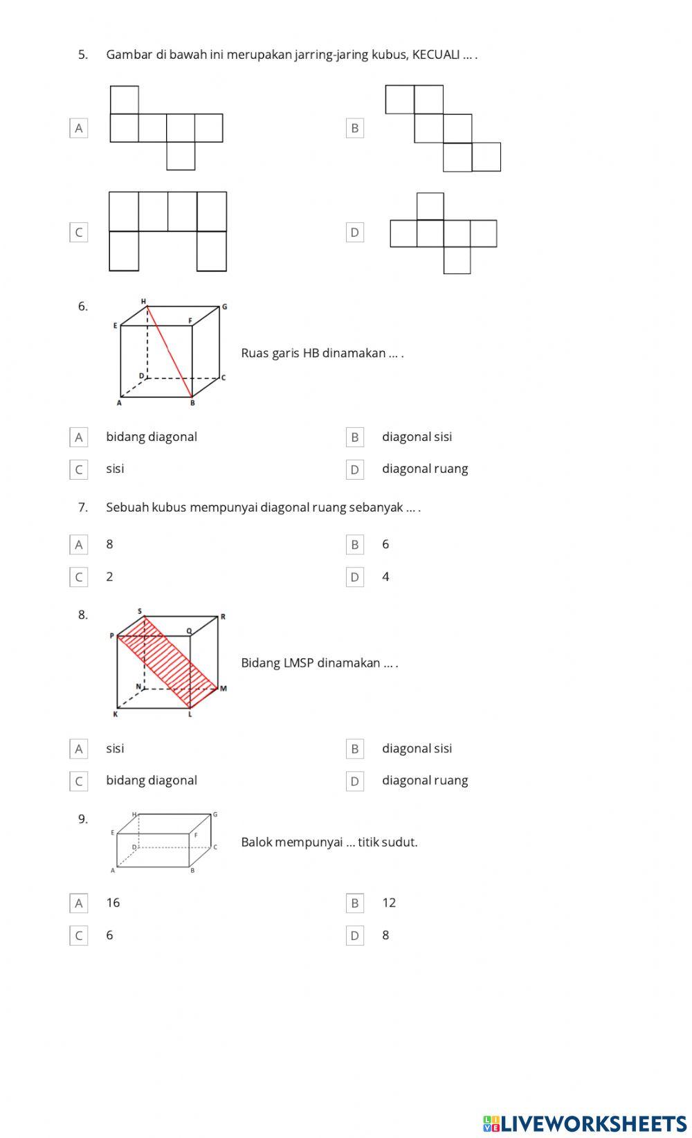 Unsur - unsur bangun ruang sisi datar
