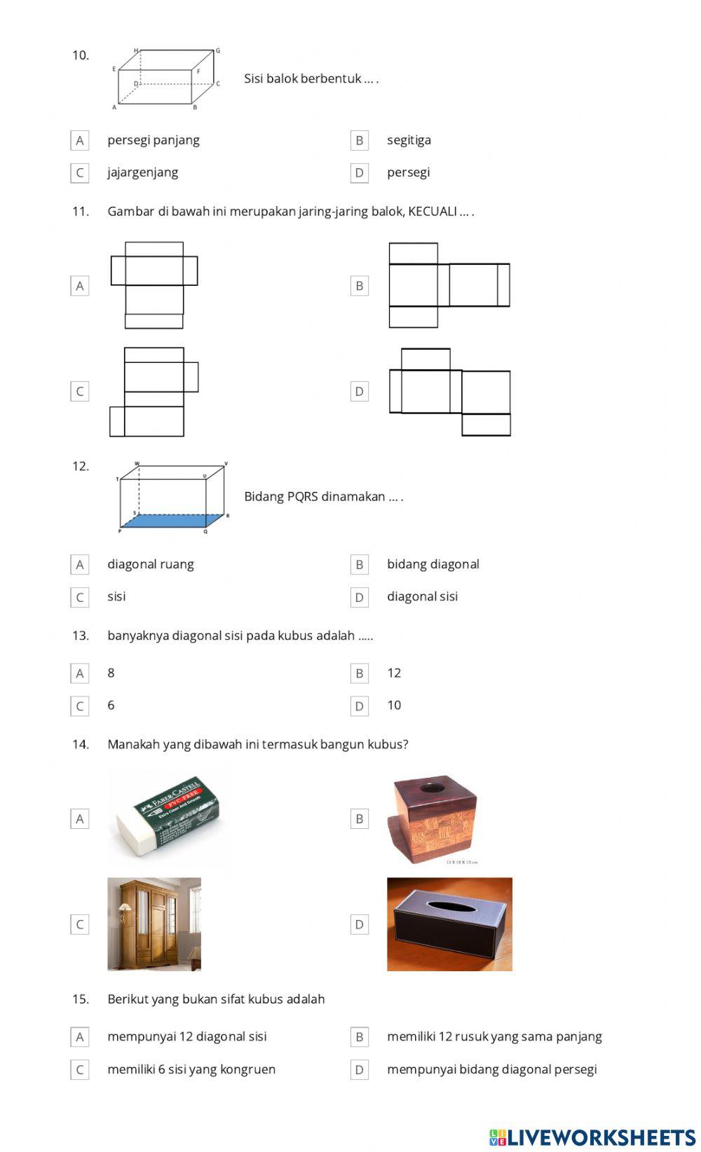 Unsur - unsur bangun ruang sisi datar