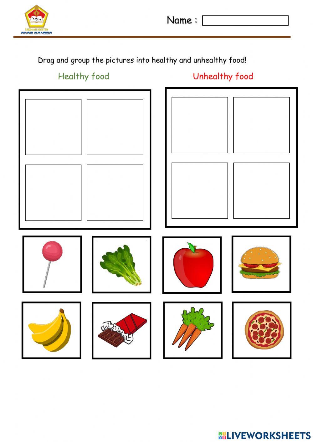 Healthy and unhealthy food