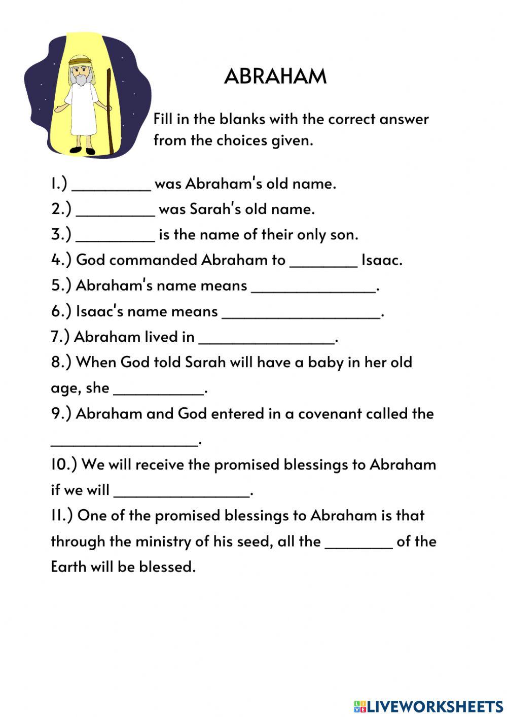 Abraham online pdf exercise for Elementary Live Worksheets