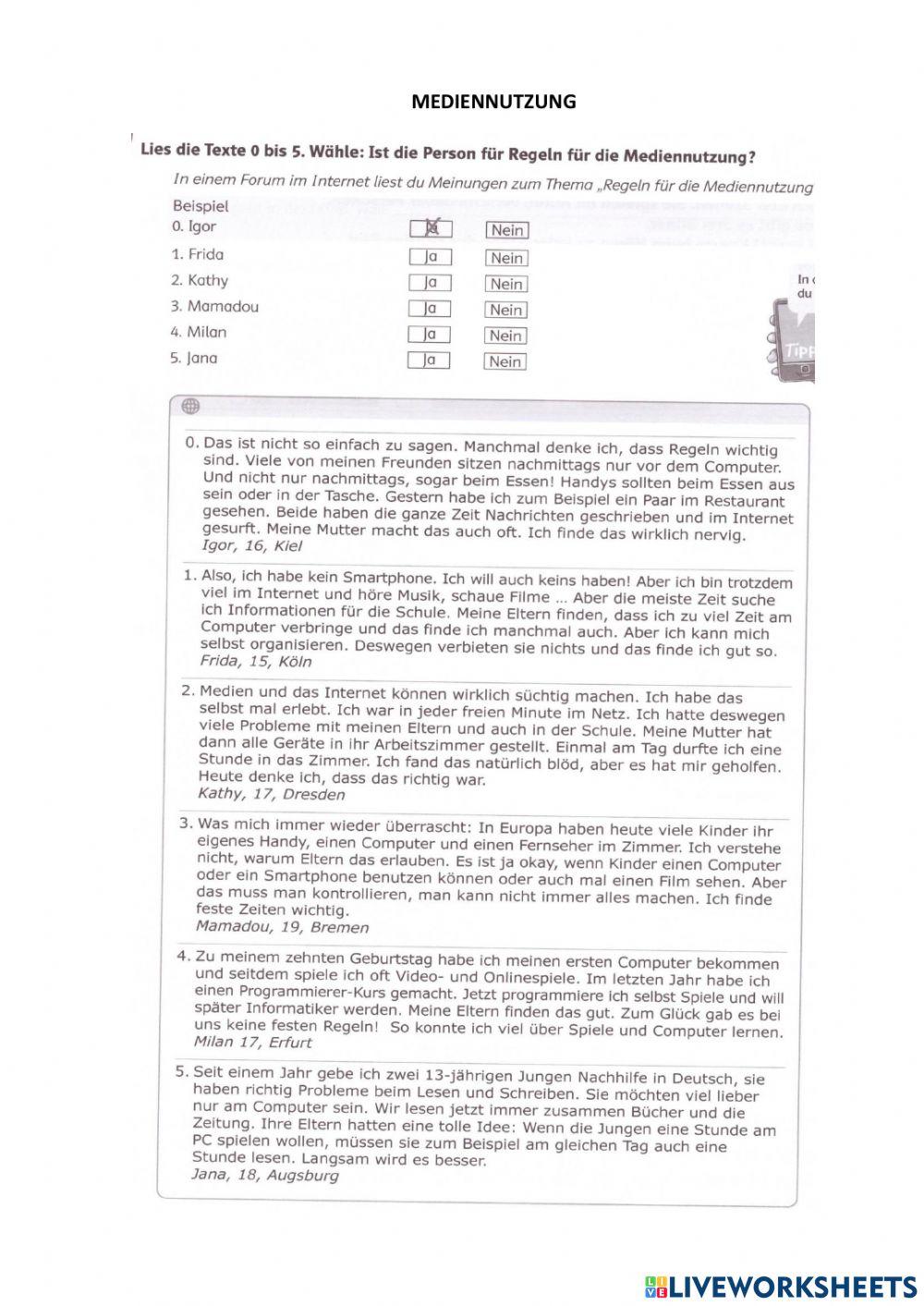 Regeln für Mediennutzung